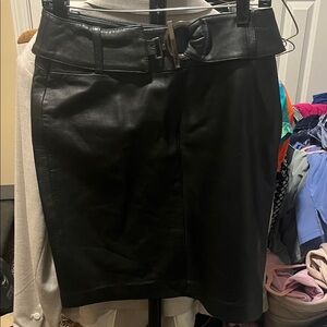 Elegant Black Leather Skirt